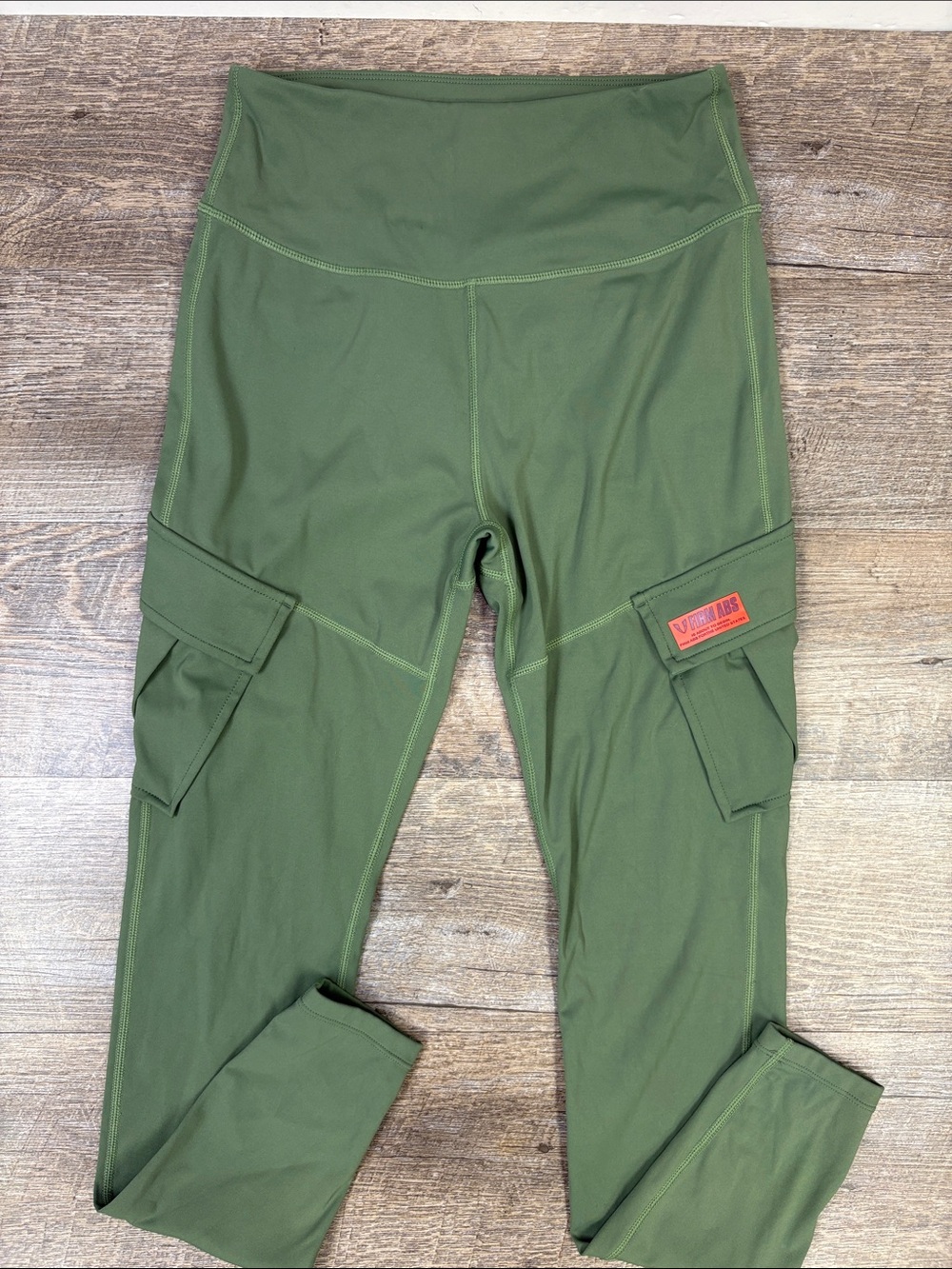 Firm Abs Perfect Goddess Cargo Leggings Olive Green Size XS